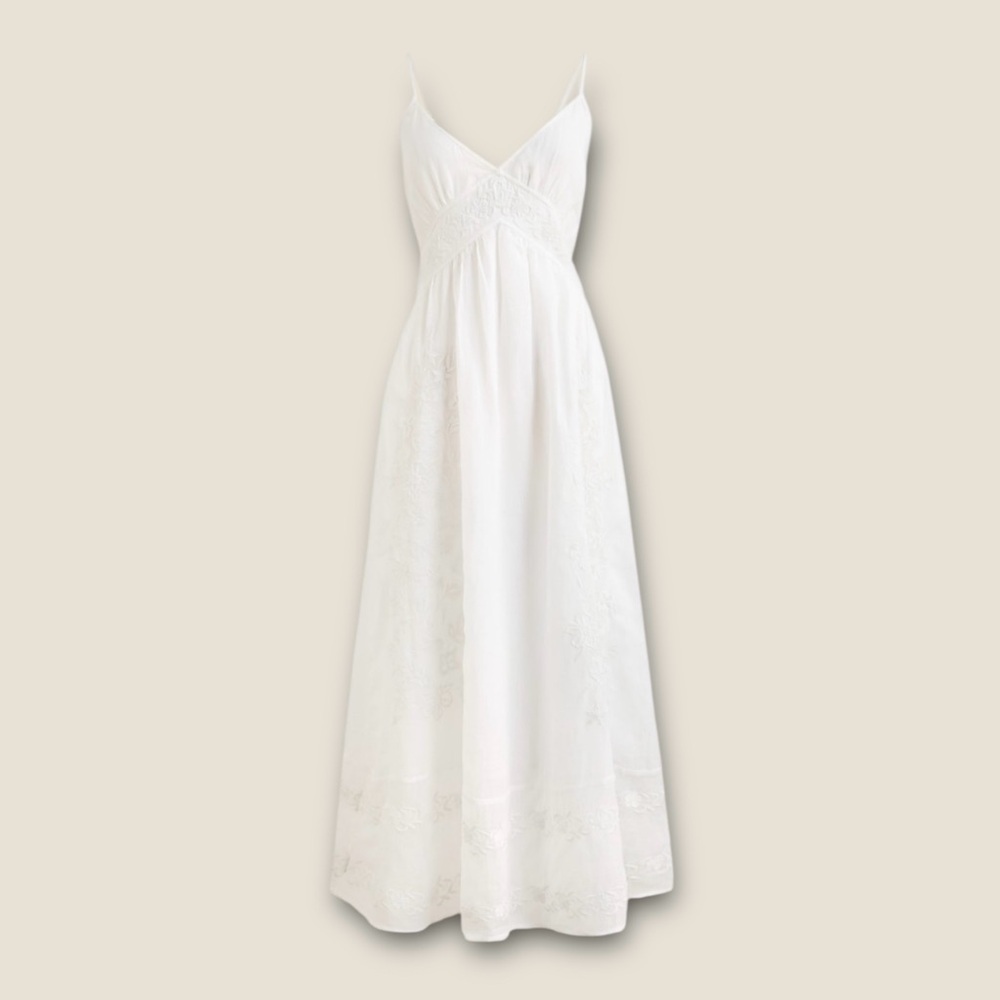 NWT J Crew Augusta ramie white embroidered midi dress - Picture 4 of 9